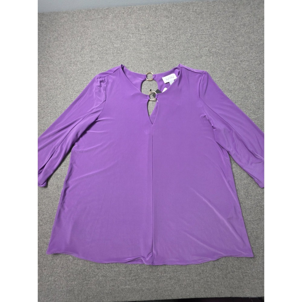 Joseph Ribkoff Ring Cutout Keyhole Blouse Womens 20 Purple Gold Boho NWT